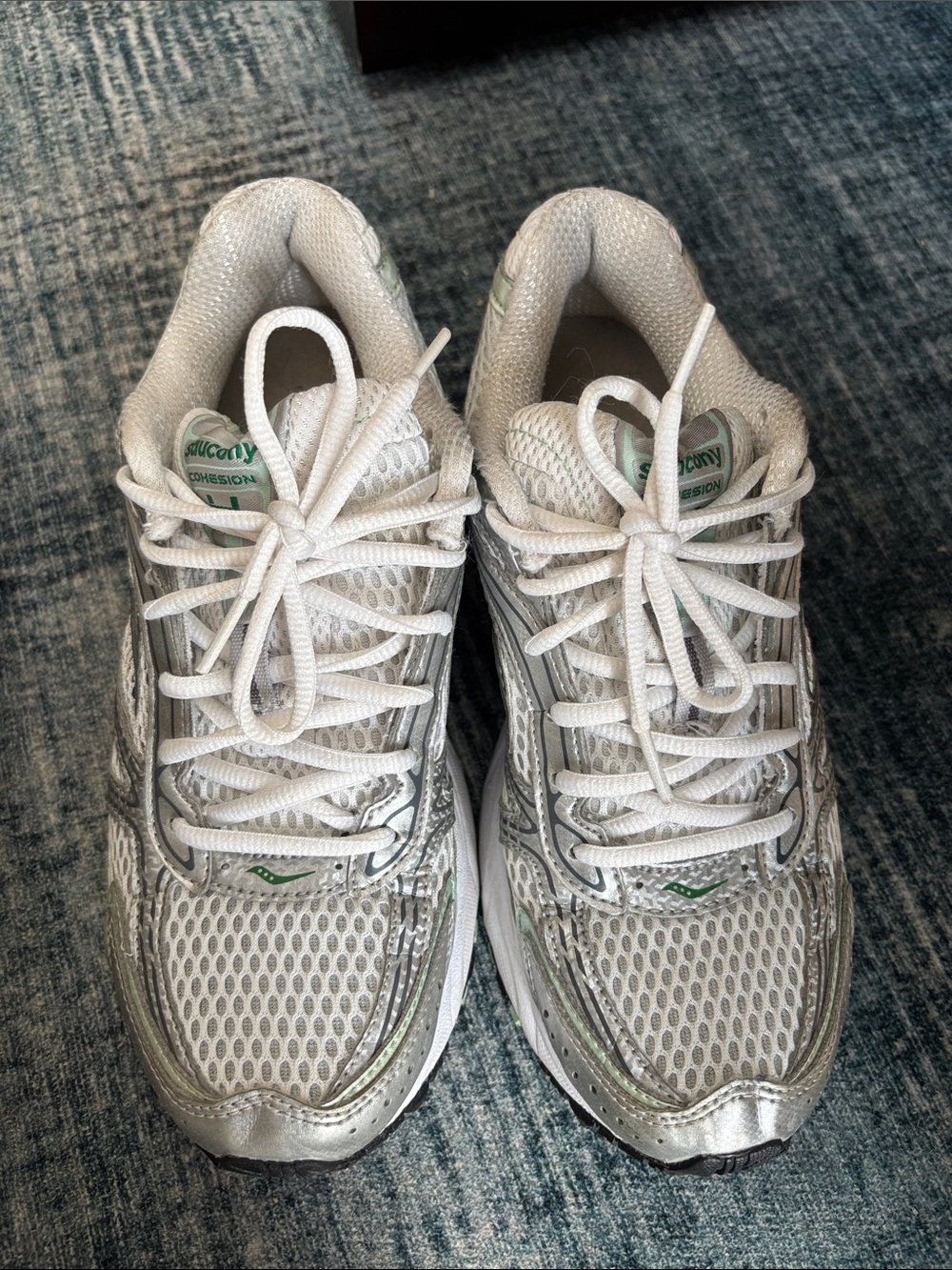 Saucony Kids White & Silver Mesh Lace-Up Sneakers
